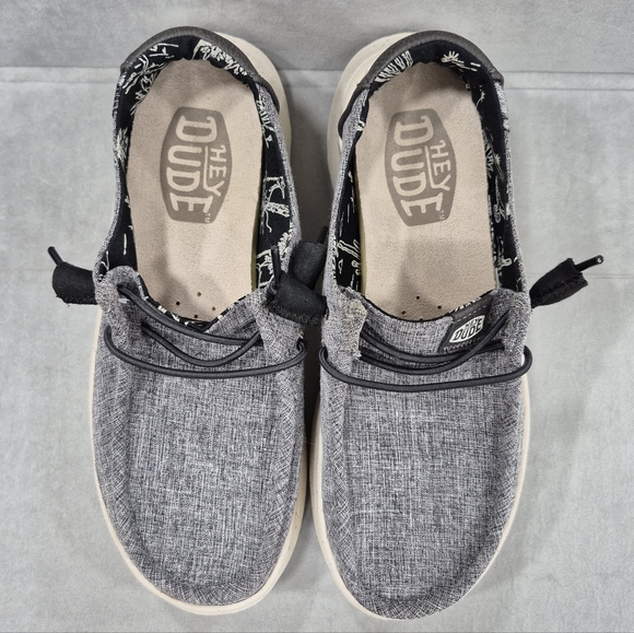 Hey Dude Wendy Peak Woven shoes women's 5 charcoal gray platform slip on loafer - Picture 2 of 12